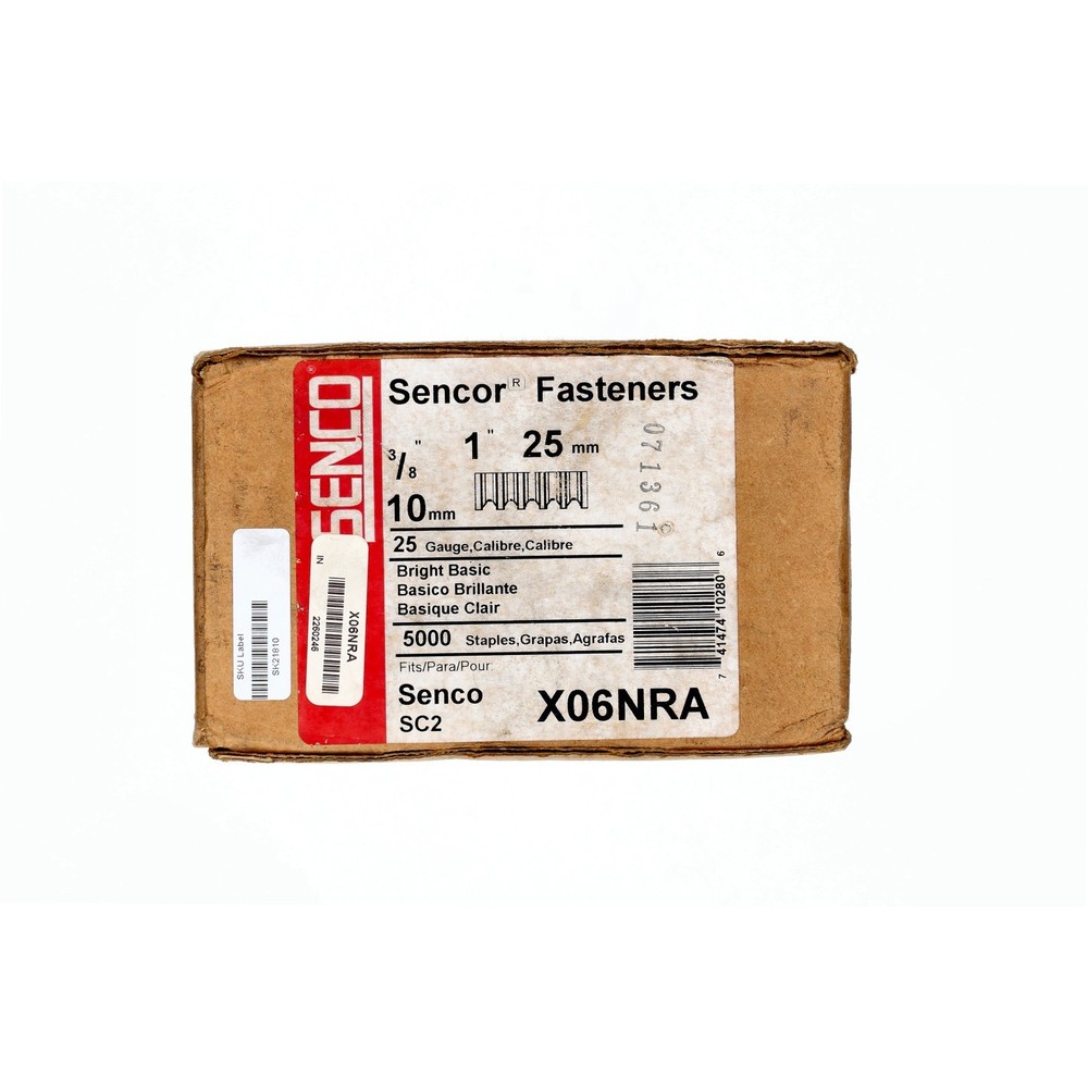 Senco X06NRA Sencor 3/8" Bright Basic Plain 25 Gauge Staples