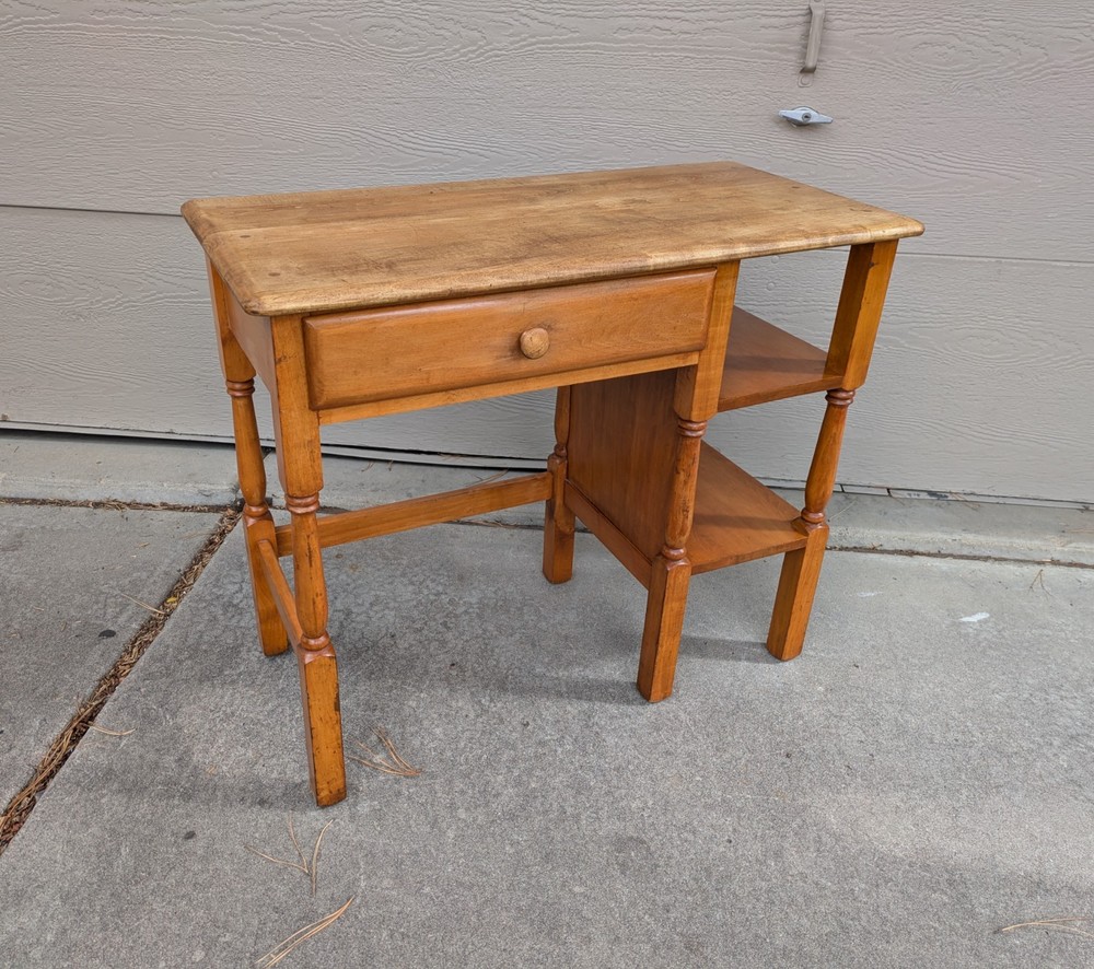 Vintage Rustic Country Colonial Solid Maple Wood Writing Desk Table Shaker