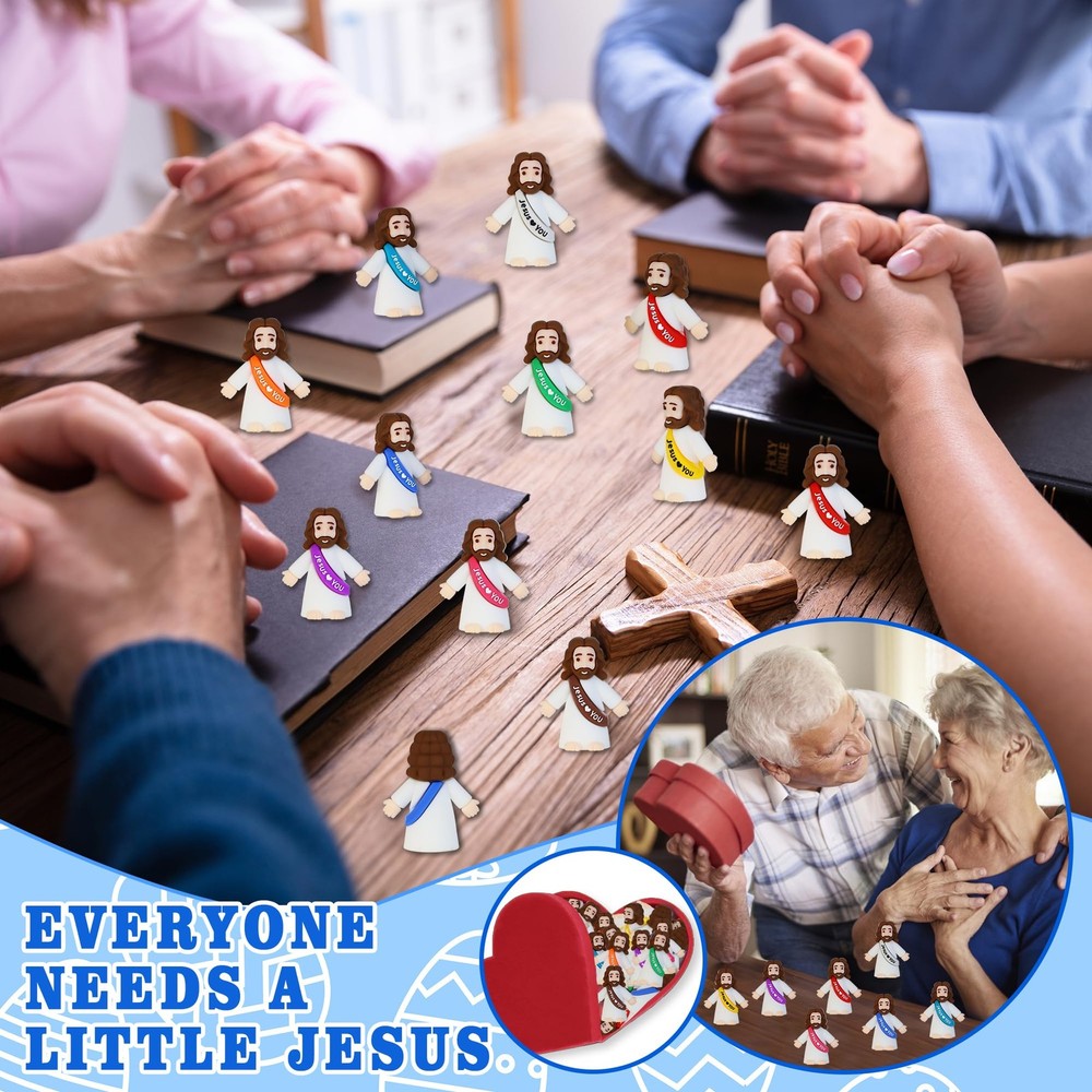 Bamamon 50 Pcs Little Jesus Figures, Mini Figurines in Bulk Multicolor