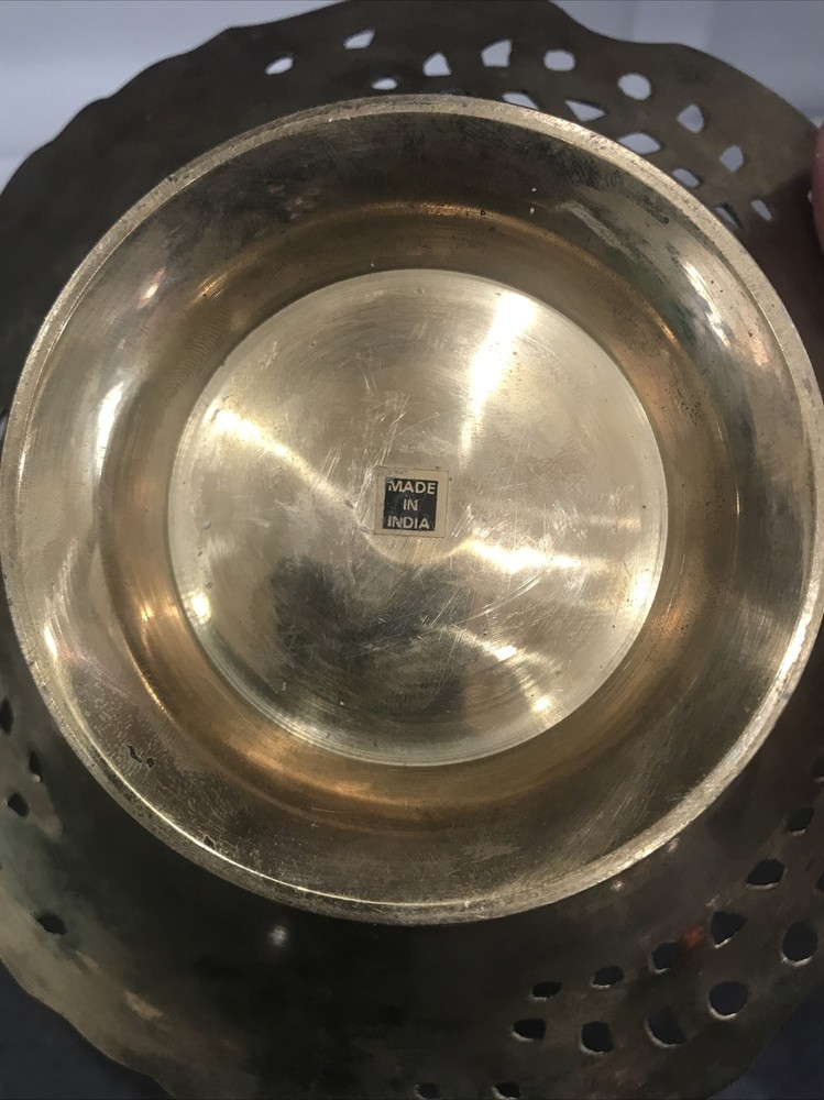 Brass Flower Design Dish Footed