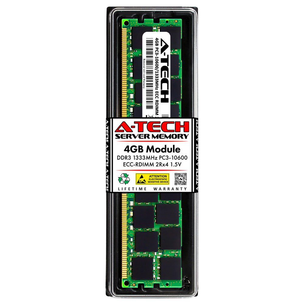A-Tech 4GB 2Rx4 PC3-10600R DDR3 1333MHz ECC RDIMM REG Server Memory RAM Module