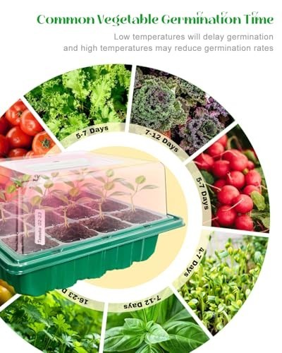 48-Cell Seed Starter Kit with Grow Light, Humidity Domes & Timer, Adjustable Bri