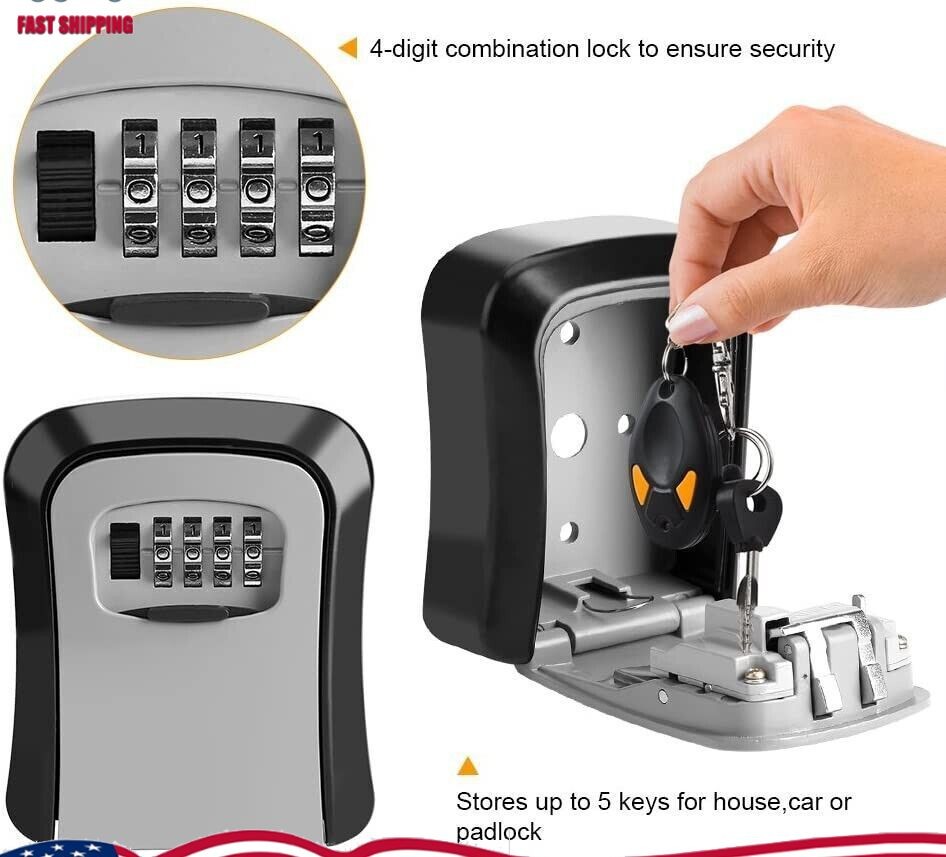 4 Digit Key Safe Lock Box Combination Wall Mount Security Storage Case Organizer