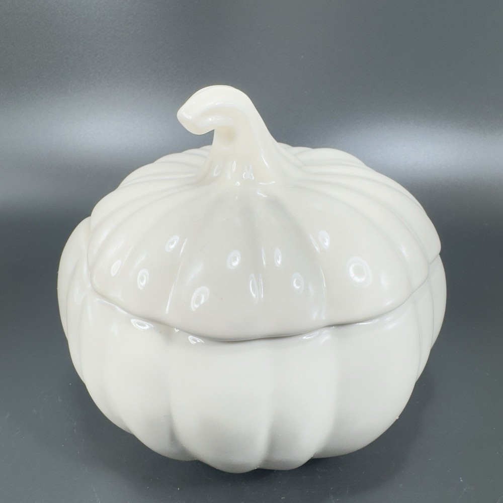 Home Interiors Stoneware Ceramic Pumpkin Shape Canister Cookie Jar Container