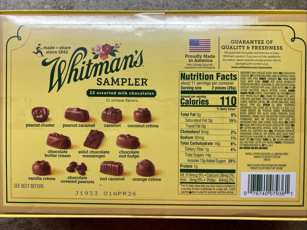 2 BOX Whitman's Sampler Chocolate Gift Box Assorted Milk Chocolates 10oz