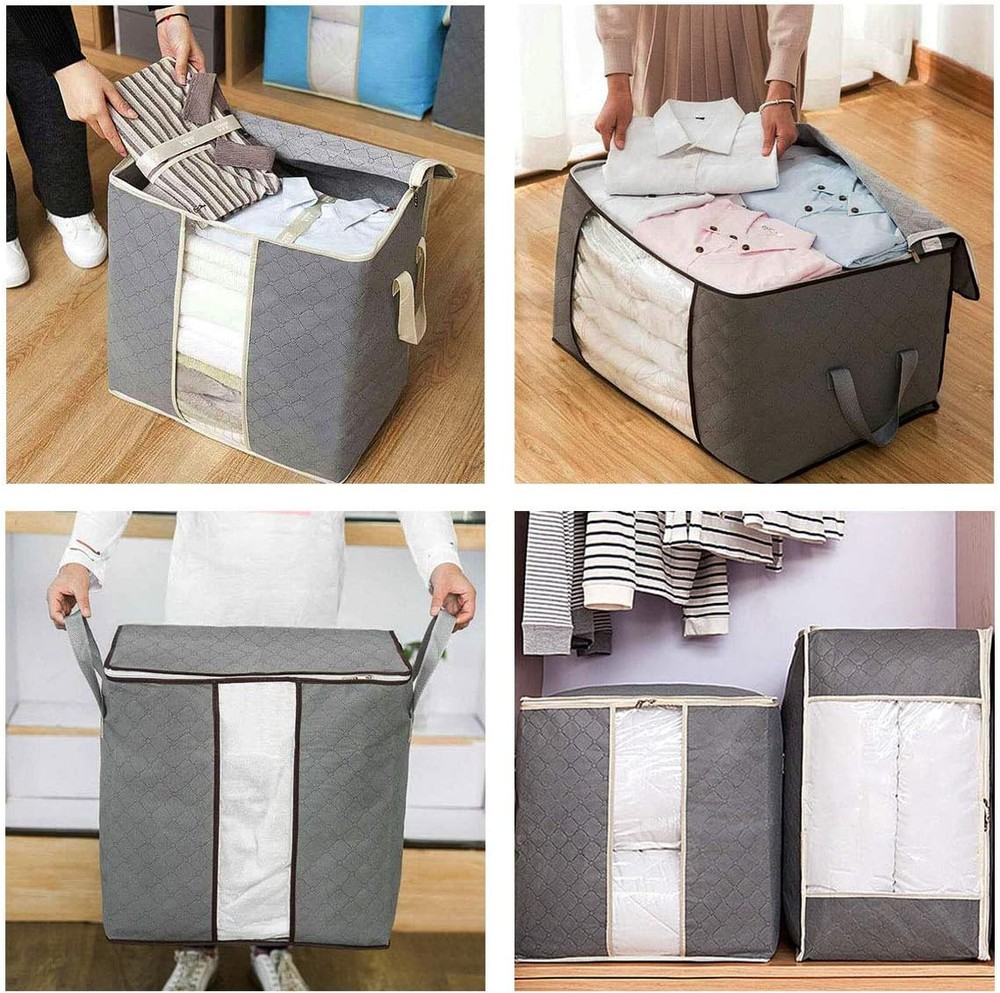 Szxc 2 Pack Foldable Large Storage Extra (Horizontal + Erect), Grey