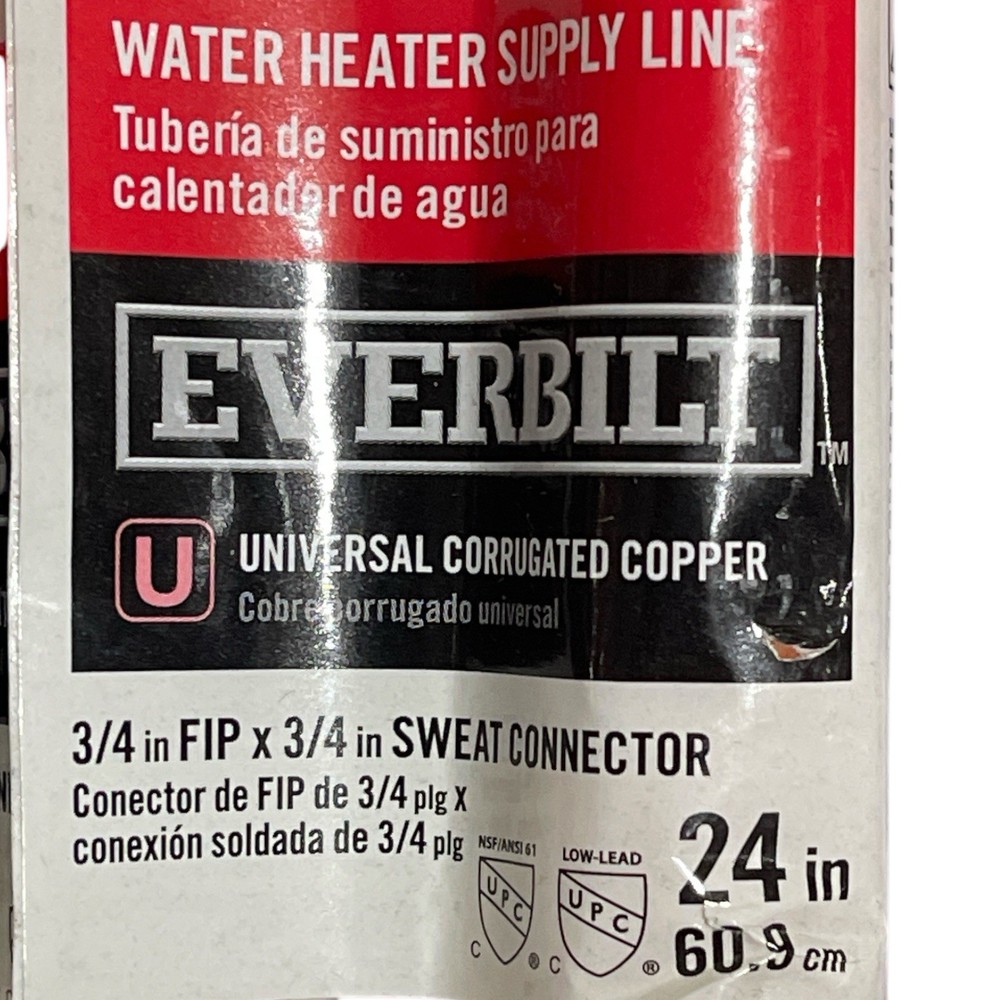 Everbilt Water Heater Connector Copper 3/4" Sweat x 3/4" FIP x 24" (LOT OF 8)