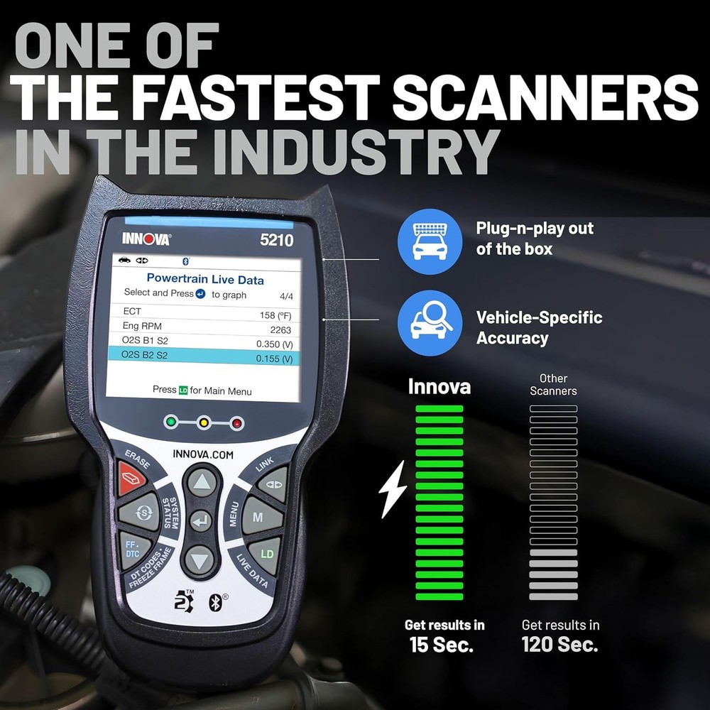5210 OBD2 Scanner & Engine Code Reader, Battery Tester, Live Data, Oil Reset, Ca