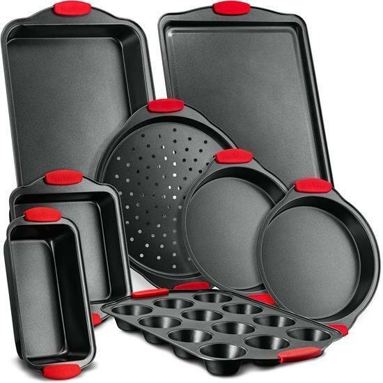 Nutrichef Steel Nonstick Bakeware, 8 Piece Set, Black Set NCSBS8S