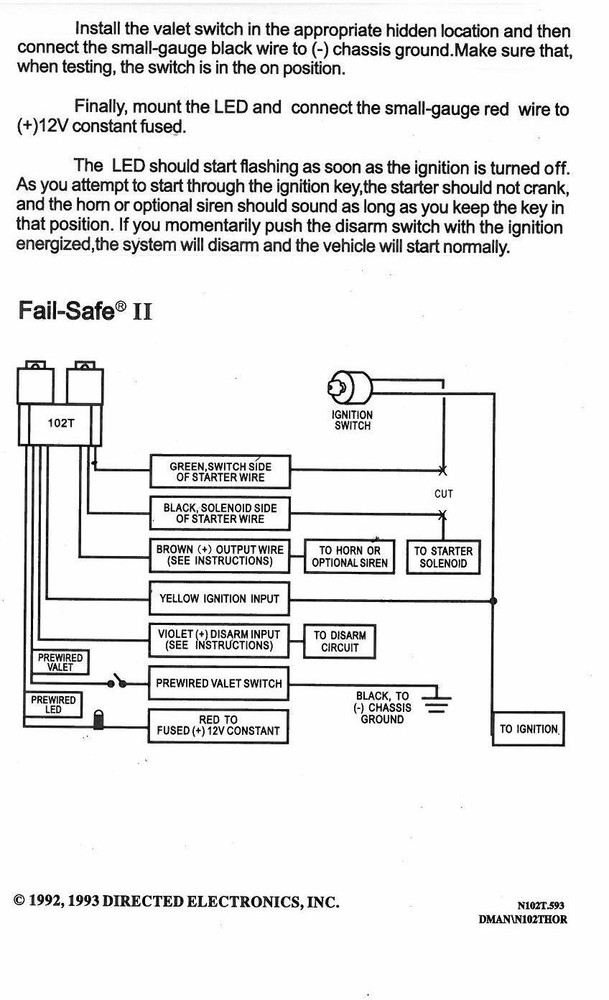 NEW DEI Directed Electronics 102T Fail-Safe II Starter Kill