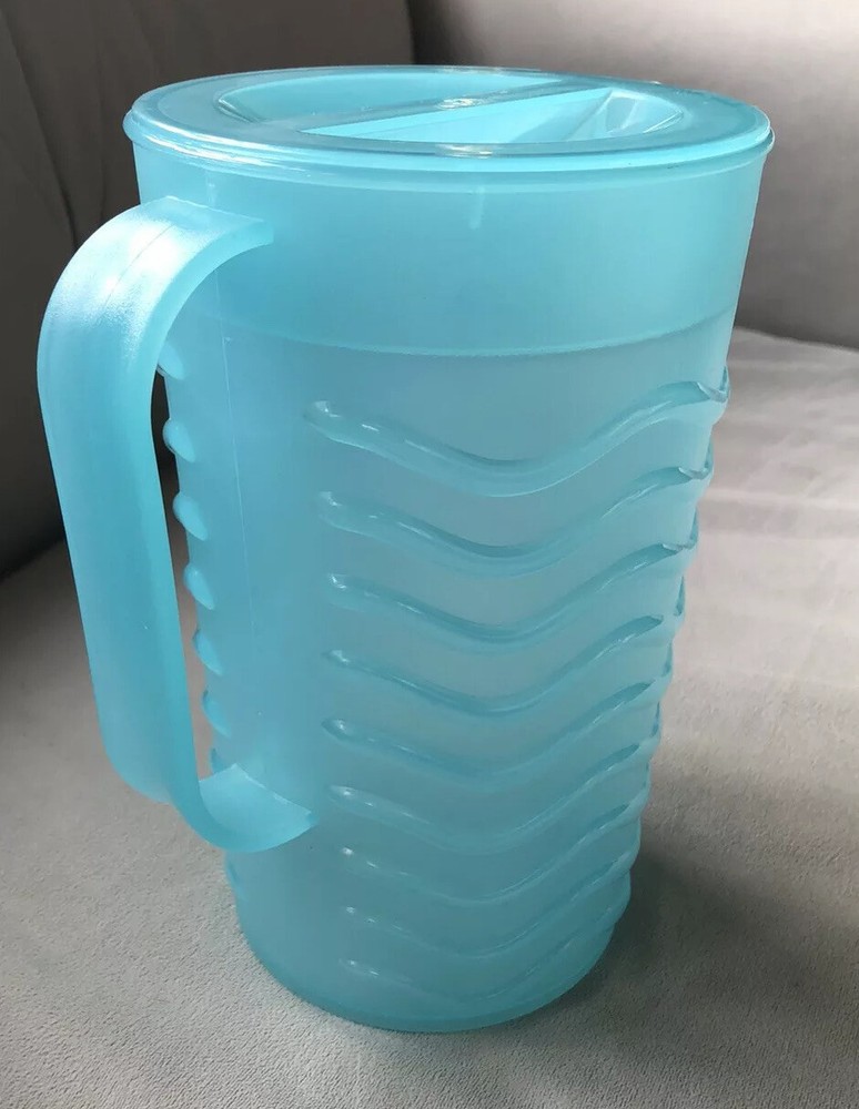 Vintage 1990’s 2 QT Aqua Wavy Pitcher, Plastic