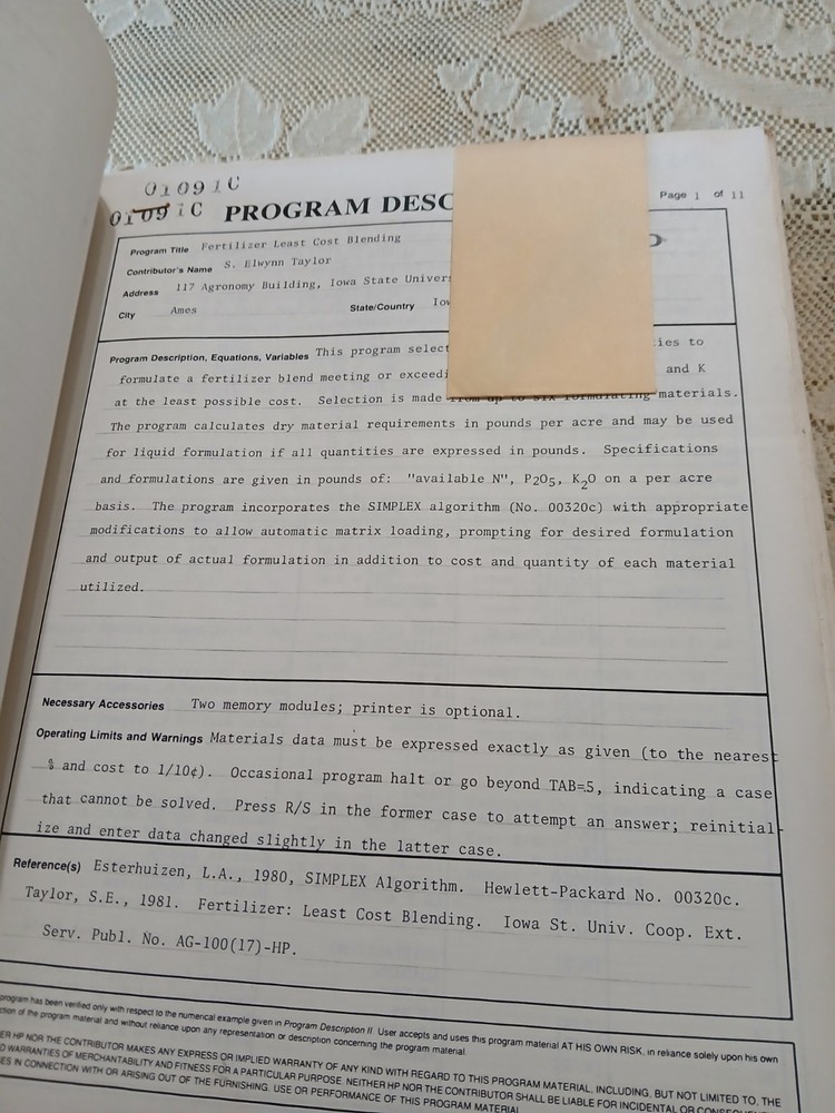 VINTAGE HEWLETT PACKARD CALCULATOR CONTRIBUTORS GUIDE LIBRARY SOFTWARE CATALOG