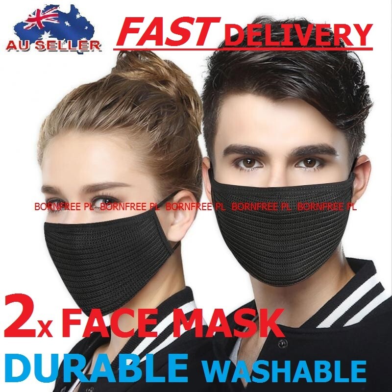 2X FACE MASK WASHABLE DURABLE DUST GERM PAINT BACTERIA POLLEN FLU COLD HOME WORK