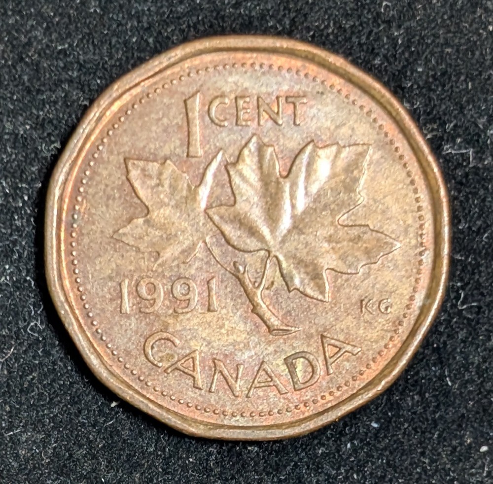 1991 Canada 1 Cent Circulated KM# 181 Brown