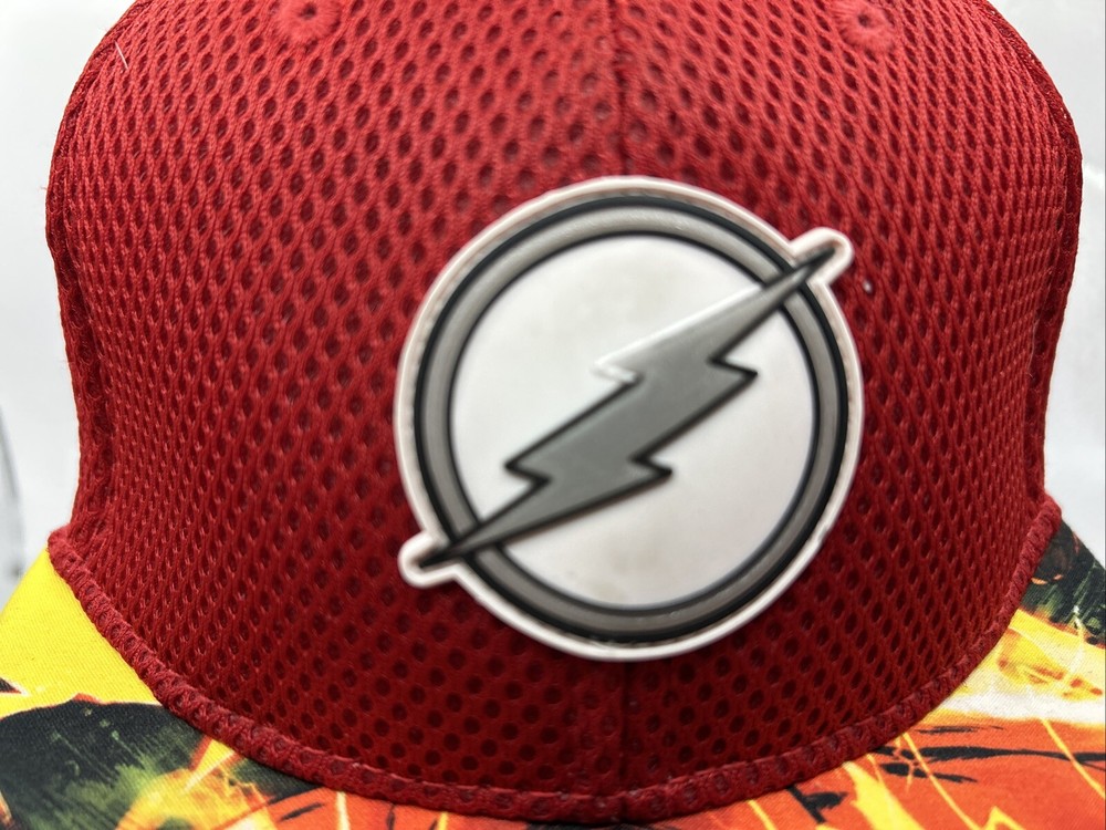 THE FLASH Baseball Hat Cap Youth Boys Patterned Flat Bill Patch Red SnapBack
