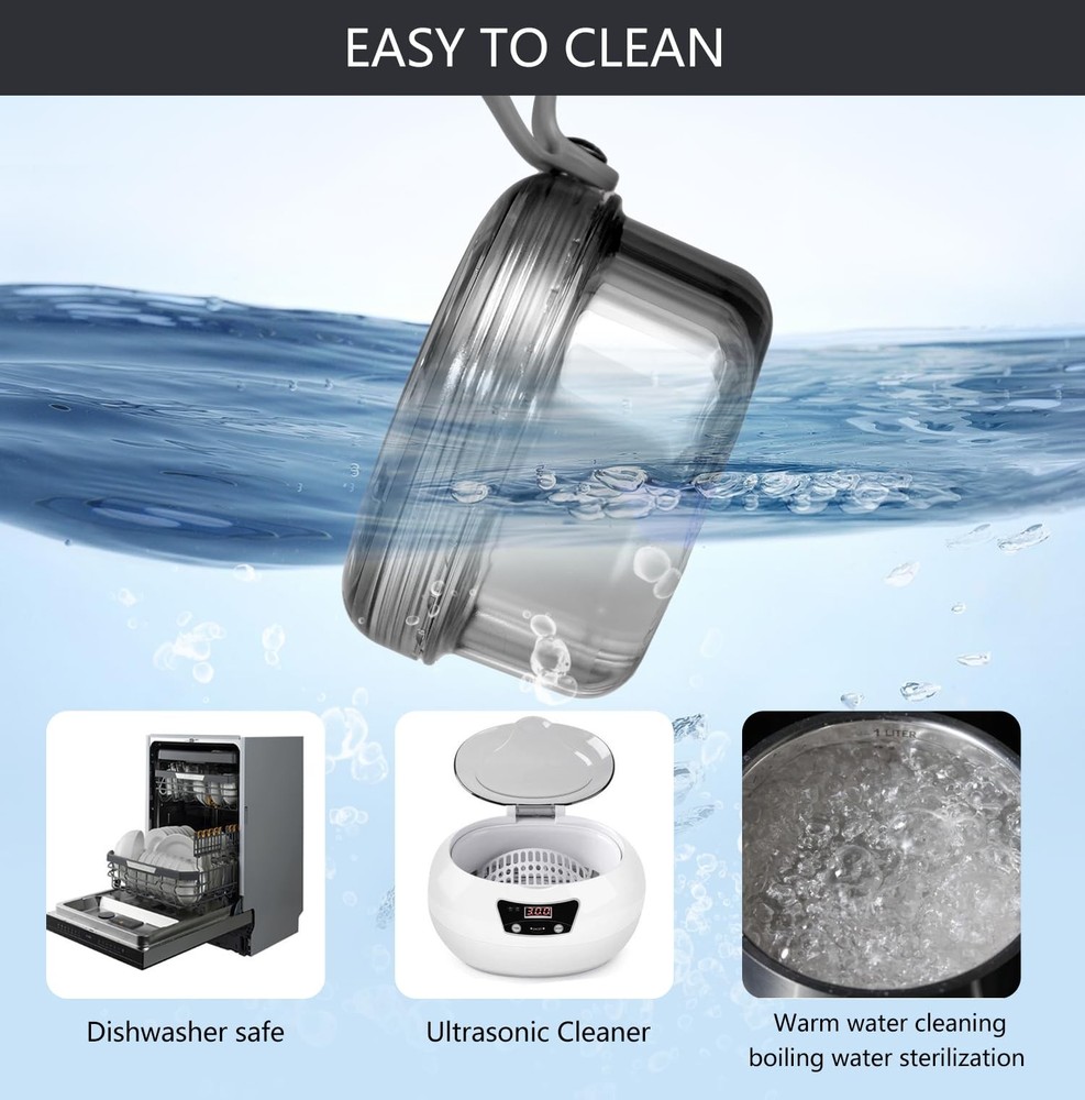 Leakproof Denture Case Soaking Cup False Teeth Transparent Black