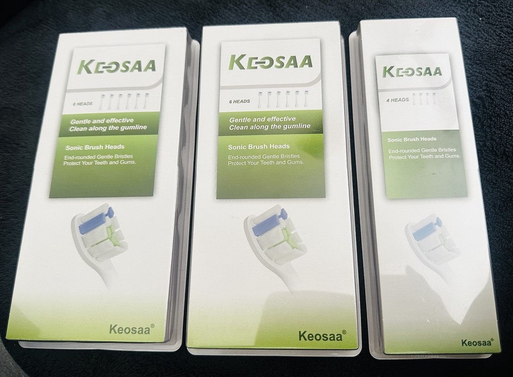 (16pc) KEOSAA Replacement Sonic Brush Heads End-Rounded Gentle Bristles