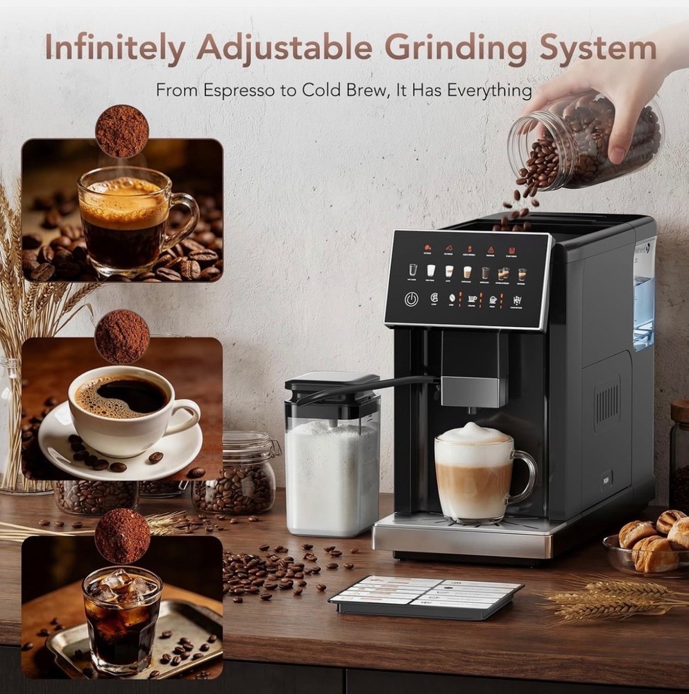 20 Bar Super Automatic Espresso Mac. Fully Automatic Coffee Machine with Grinder