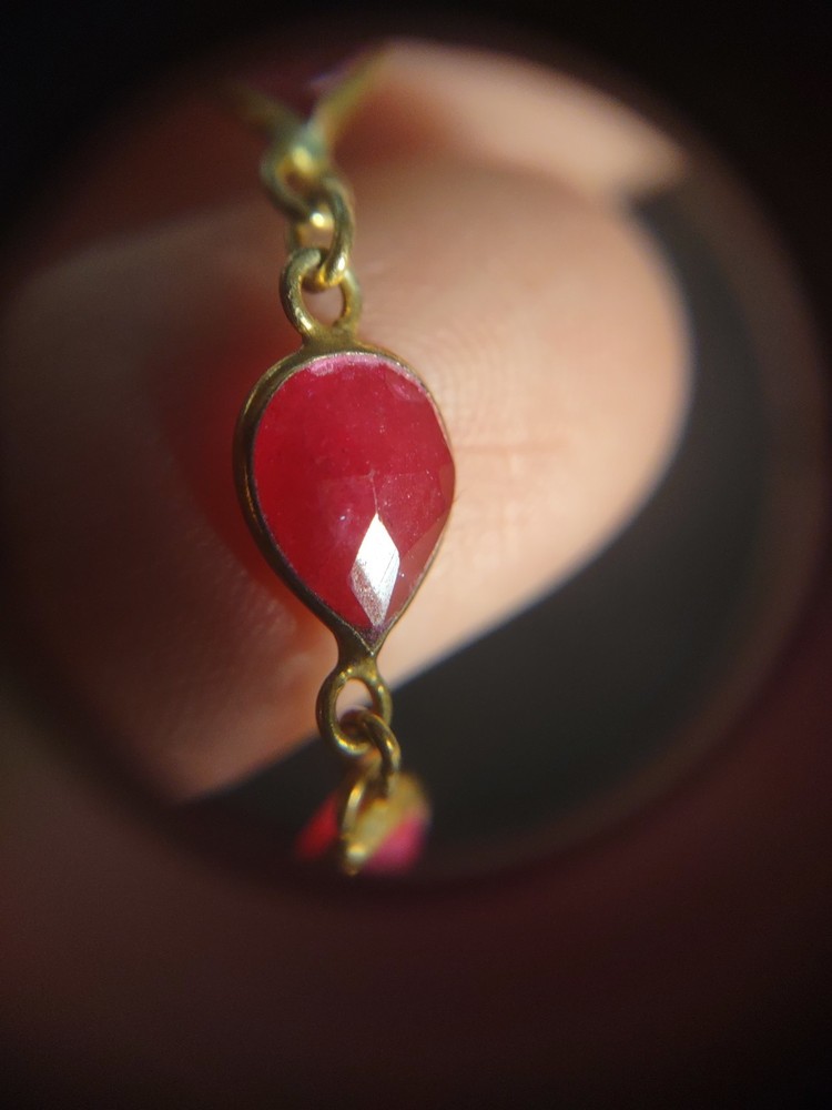 11.8 Grams 18" Natural Ruby Sterling Silver 925 Chain Necklace
