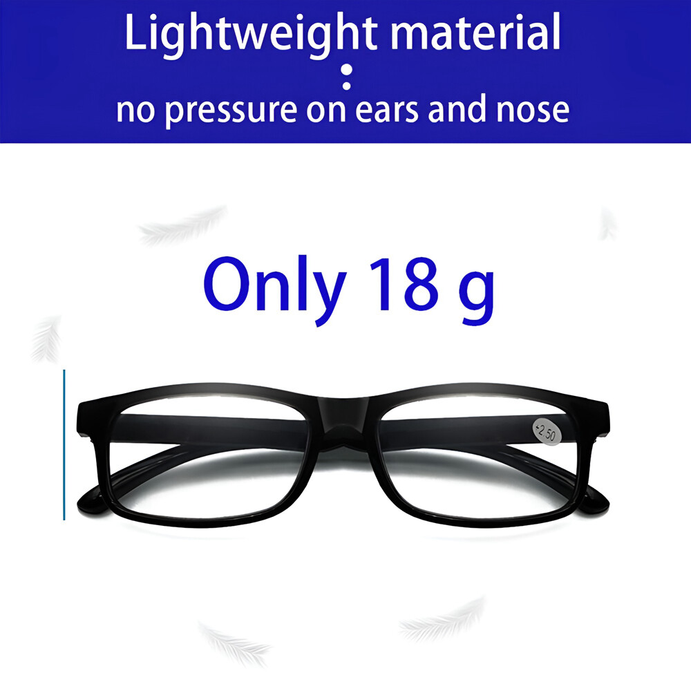 4 PK Mens Rectangular Blue Light Blocking Reading Glasses Spring Hinge Readers