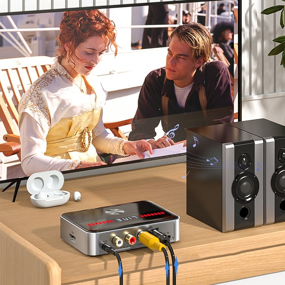 Bluetooth NFC Transmitter Receiver w/microphone For TV Home Stereo Audio Adapter