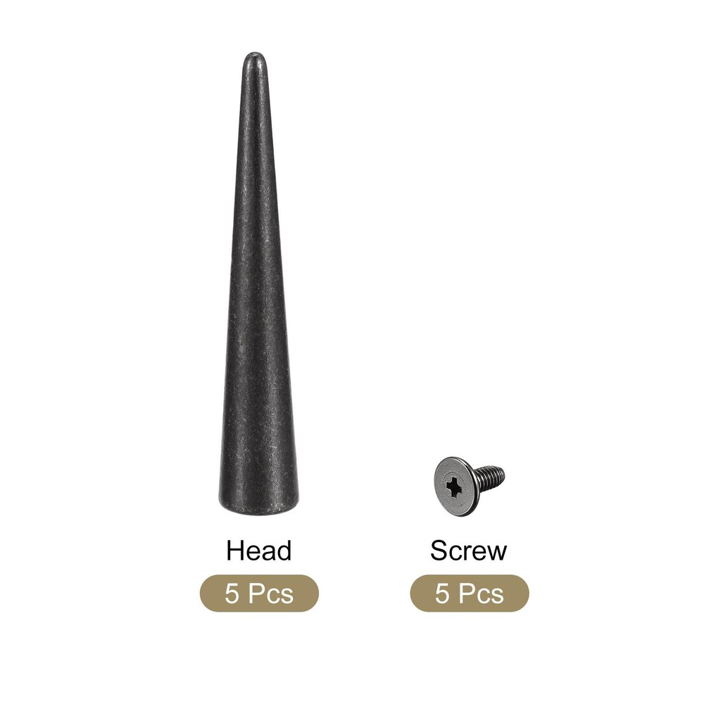 10x55mm Screw Back Rivets, 5 Set Solid Leather Studs for DIY Black