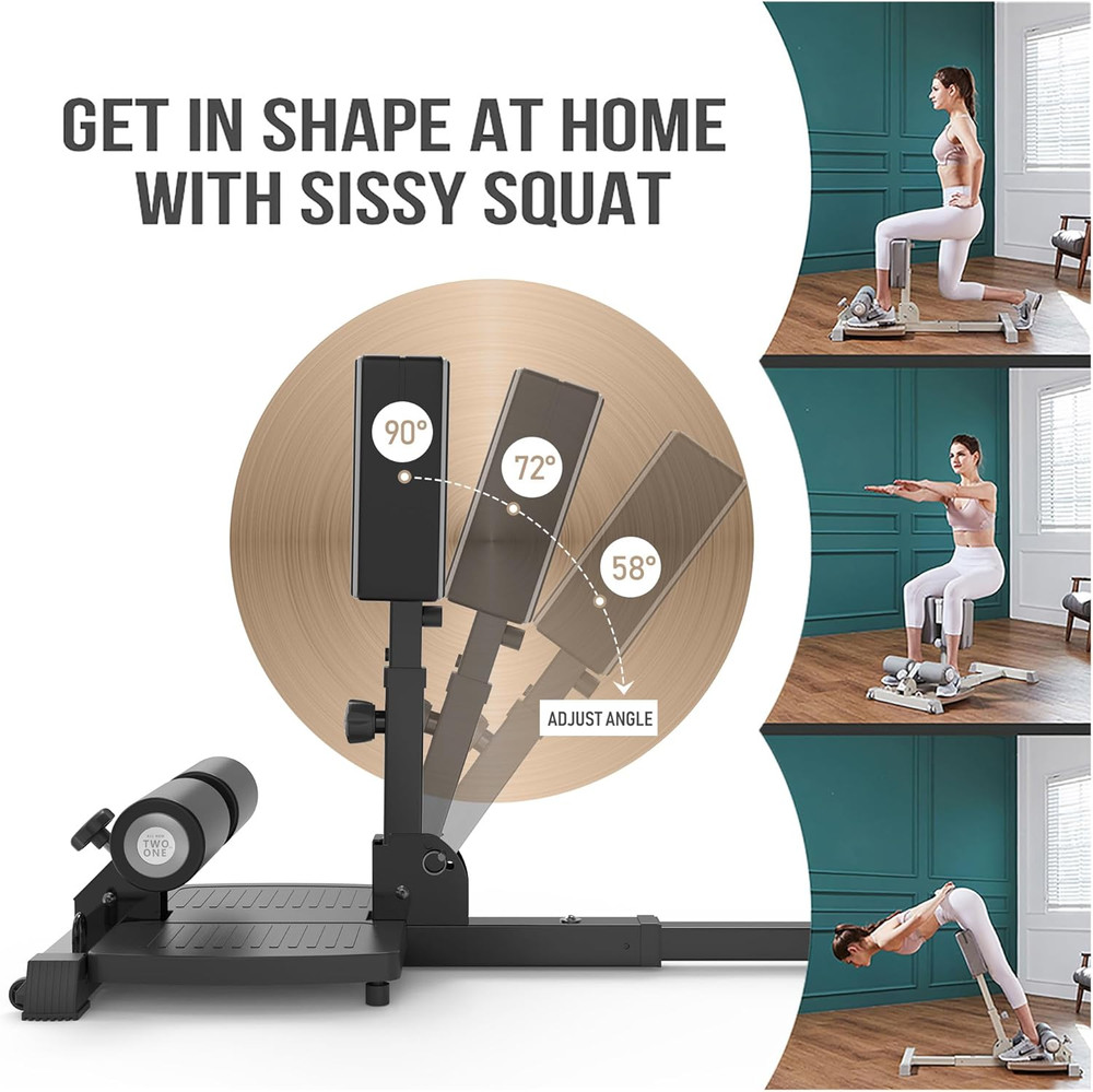 Sissy Squat Machine, Deluxe Multi-Function Deep Sissy Squat Bench Workout Statio