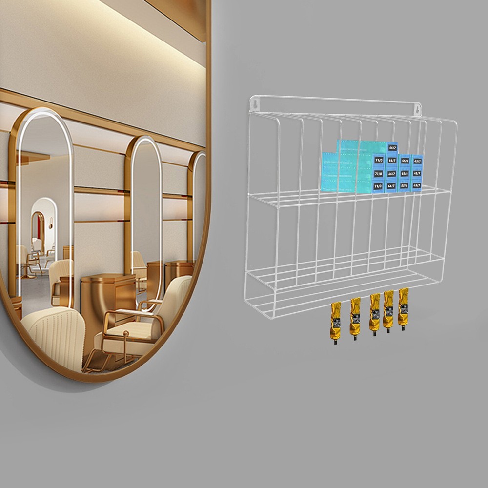 Wall Mounted Large Hair Dye Organizer, Salon Bathroom Kitchen Storage Rack Iron