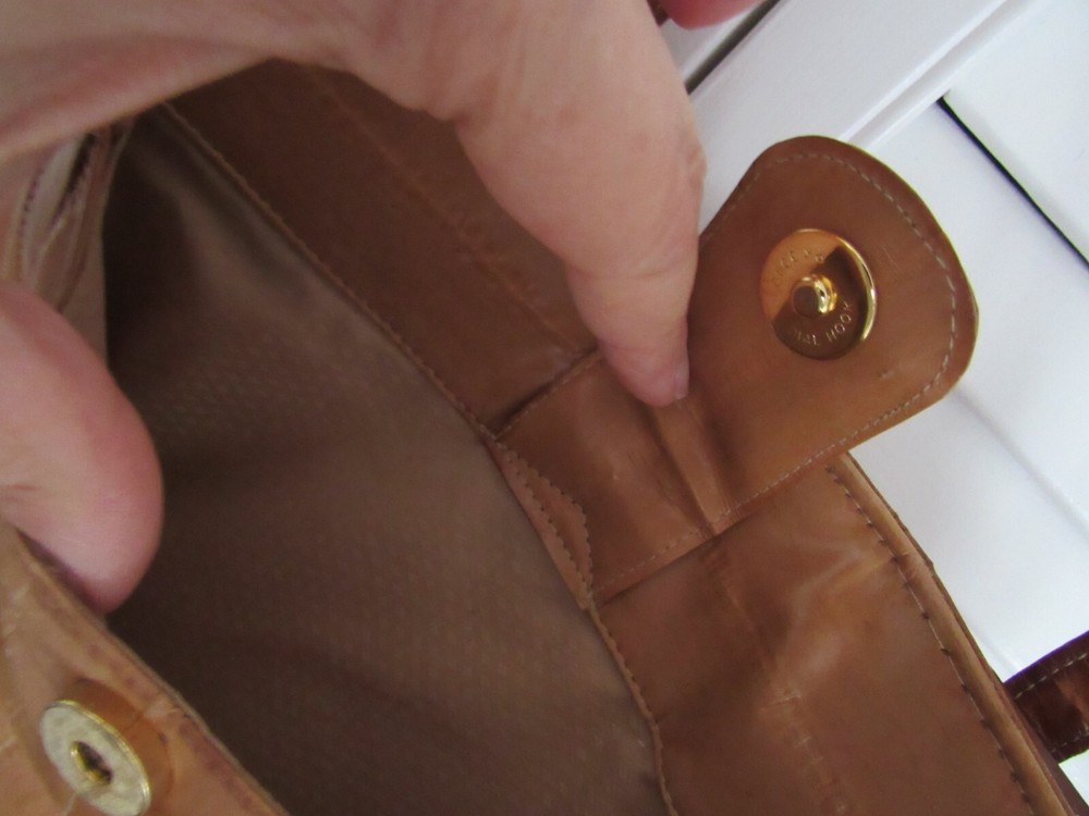 EELSKIN PURSE - TAN - VINTAGE - SHOULDER STRAP - MULTI COMPARTMENT -