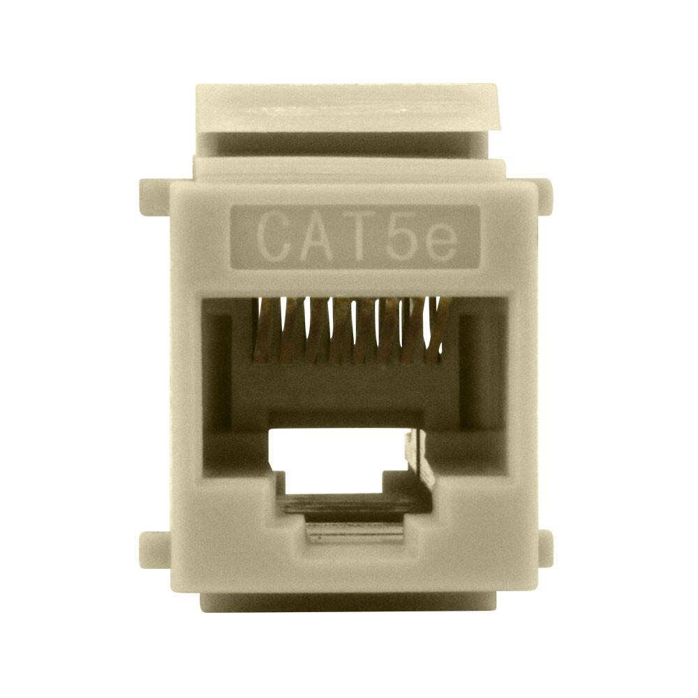 Construct Pro Cat5e Keystone Pass-Through Coupler Jack Insert (Ivory, 5-Pack)