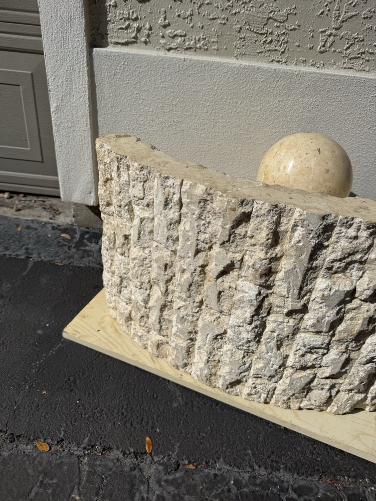 postmodern triangular antique stone coffee table with glass top