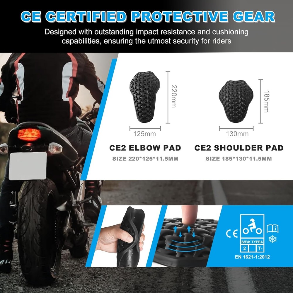 Universal Motorcycle Back Protector Insert, CE Level 2 Armor Insert Pads Set of