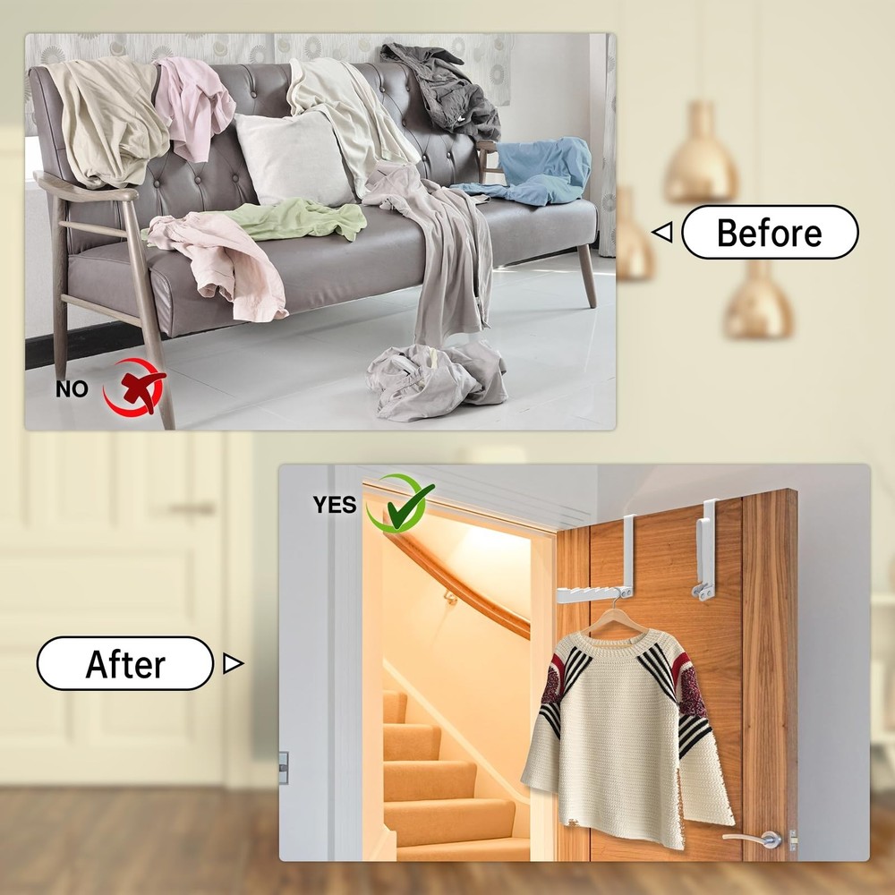 2 Pack Over The Door Drying Rack,Foldable Clothes Hanger Hook Organizer,Space...