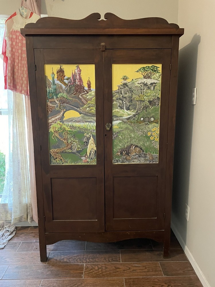 Antique Hand painted Armoire Wardrobe