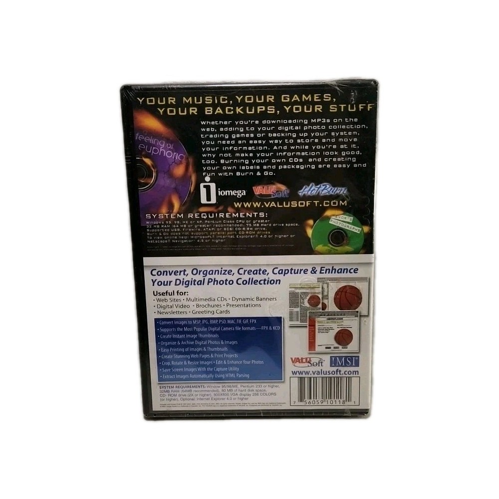 Burn & Go + HiJaak Image Studio • PC Software • CD-ROM Combo Disc • Win XP 5899