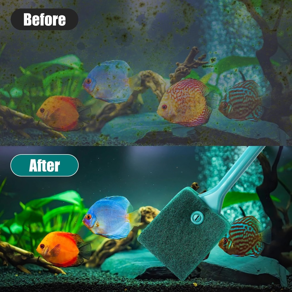 Fish Tank Cleaning Tools, Double Sided Sponge Brush, Algae Scraper Cleaner New