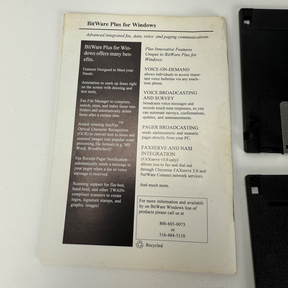 Vintage Cheyenne Communications BitWare Voice Fax Data Software for Windows