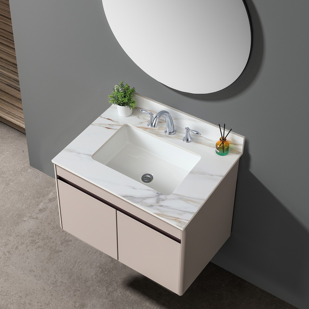 31 Inch Marble Vanity Top, Bathroom Vanity Top with Undermount Rectangular Mid