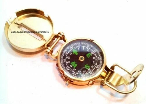 British Military Compass Solid Brass Nautical Lensatic Pocket Compass