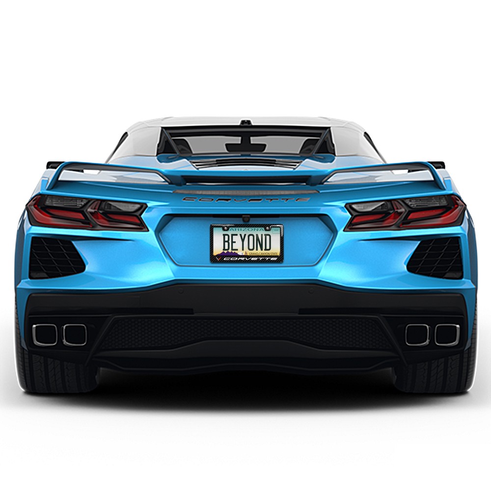 Chevrolet Corvette C8 3D Carbon Plastic License Plate Frame