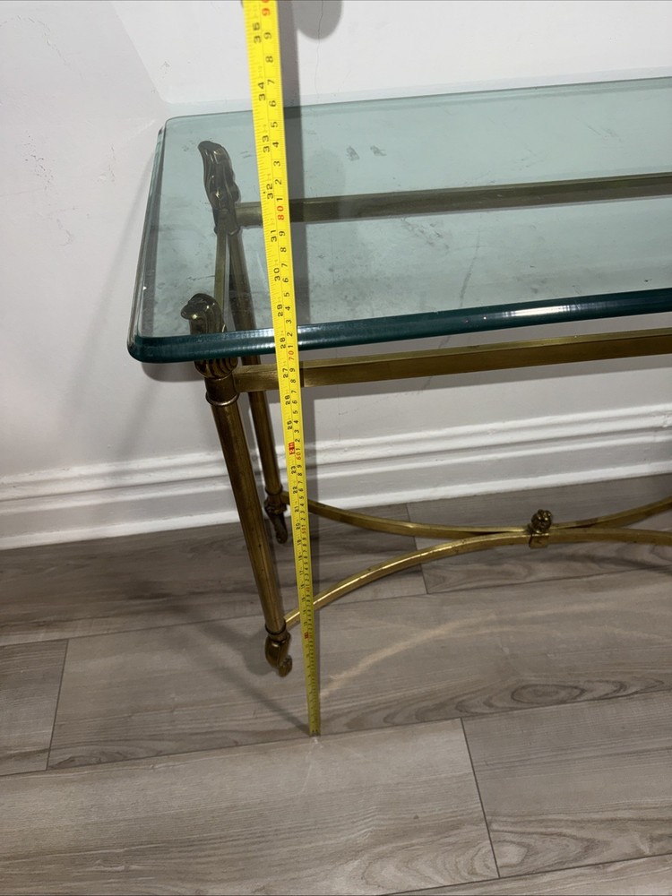 Solid Brass Beveled Glass Top Console Sofa Dressing Vanity Table