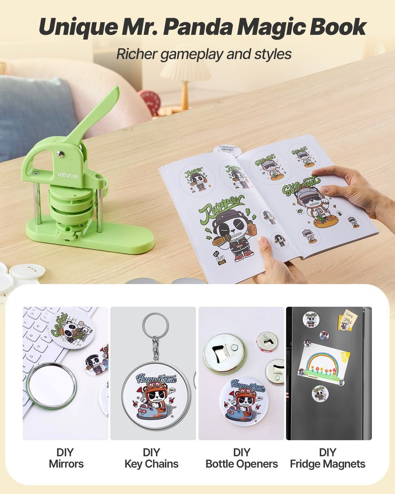 Button Maker Machine 2.95 in Plastic Pin Maker 100pcs Button Parts Circle