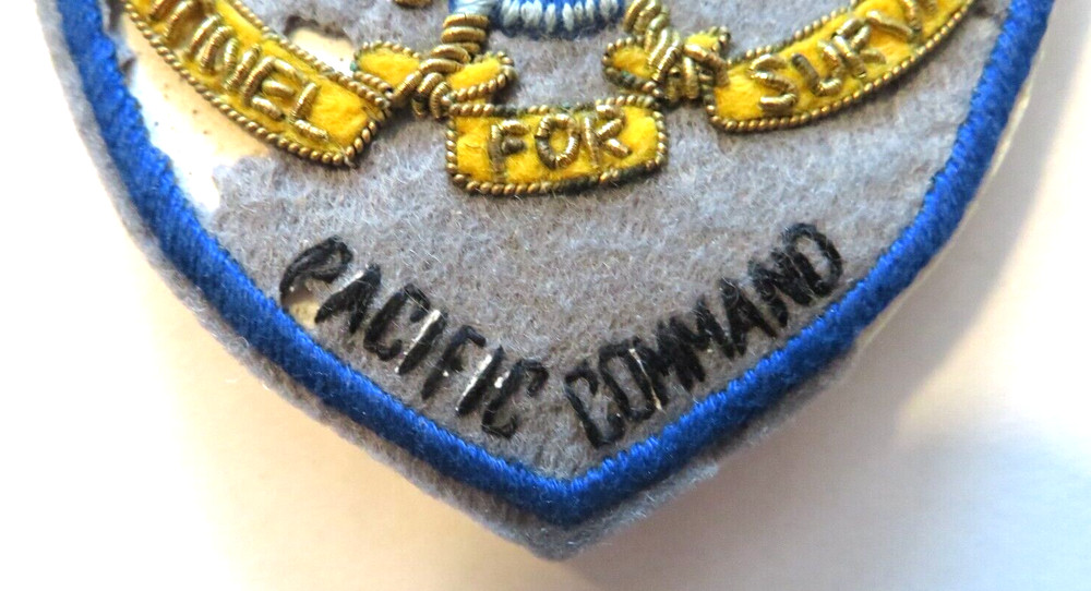 Vintage Vietnam War Blue Eagle Pacific Command Patch Felt Back Gold Thread