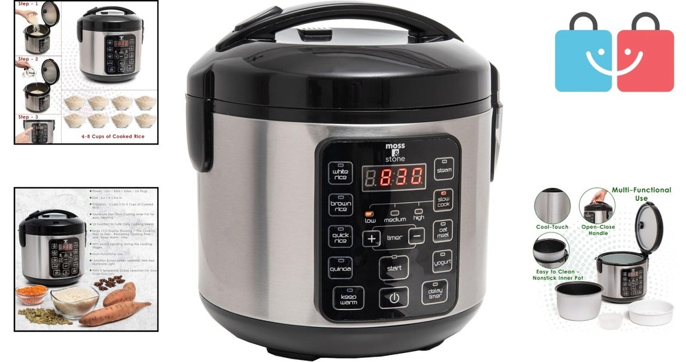 Multi-Functional Rice Cooker and Steamer, 3 Qt, Automatic Keep Warm Feature