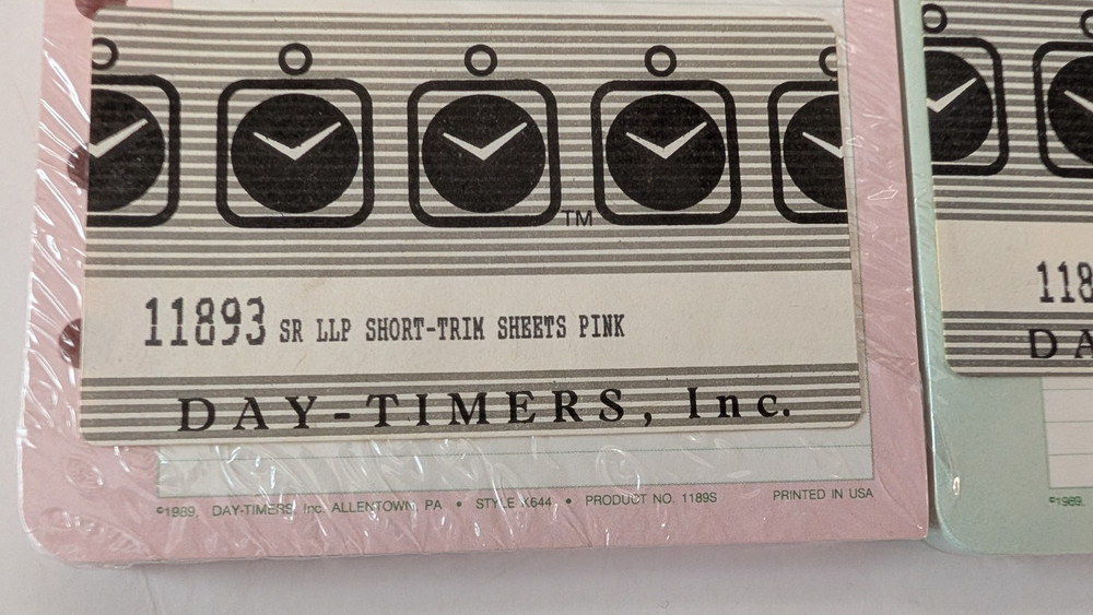 Day Timer Short Trim Sheets Refill Pages - K664 1189S