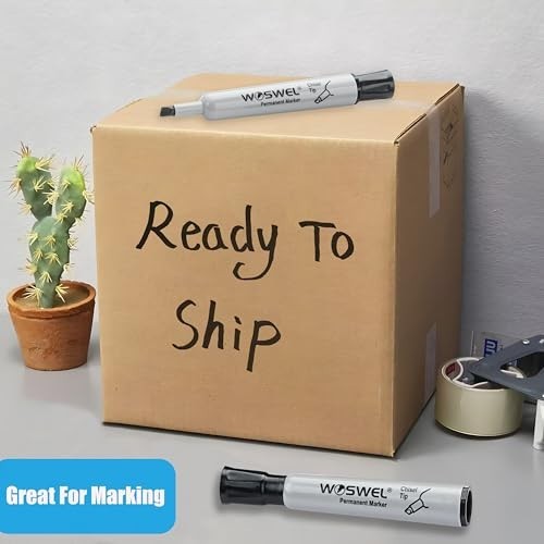 100 Pack Jumbo Thick Permanent Markers, Chisel Tip, Black, Wide Tip for Plastic,