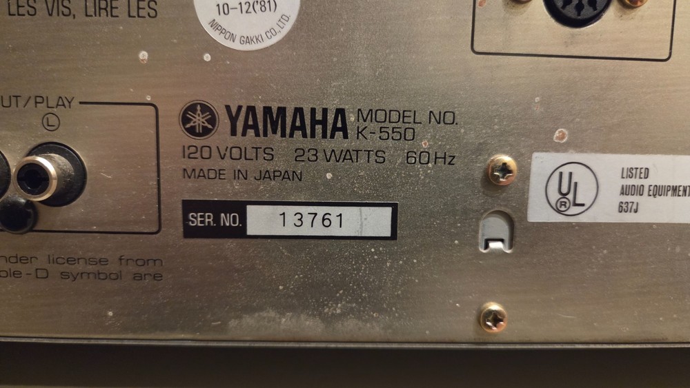 yamaha k-550 cassette deck