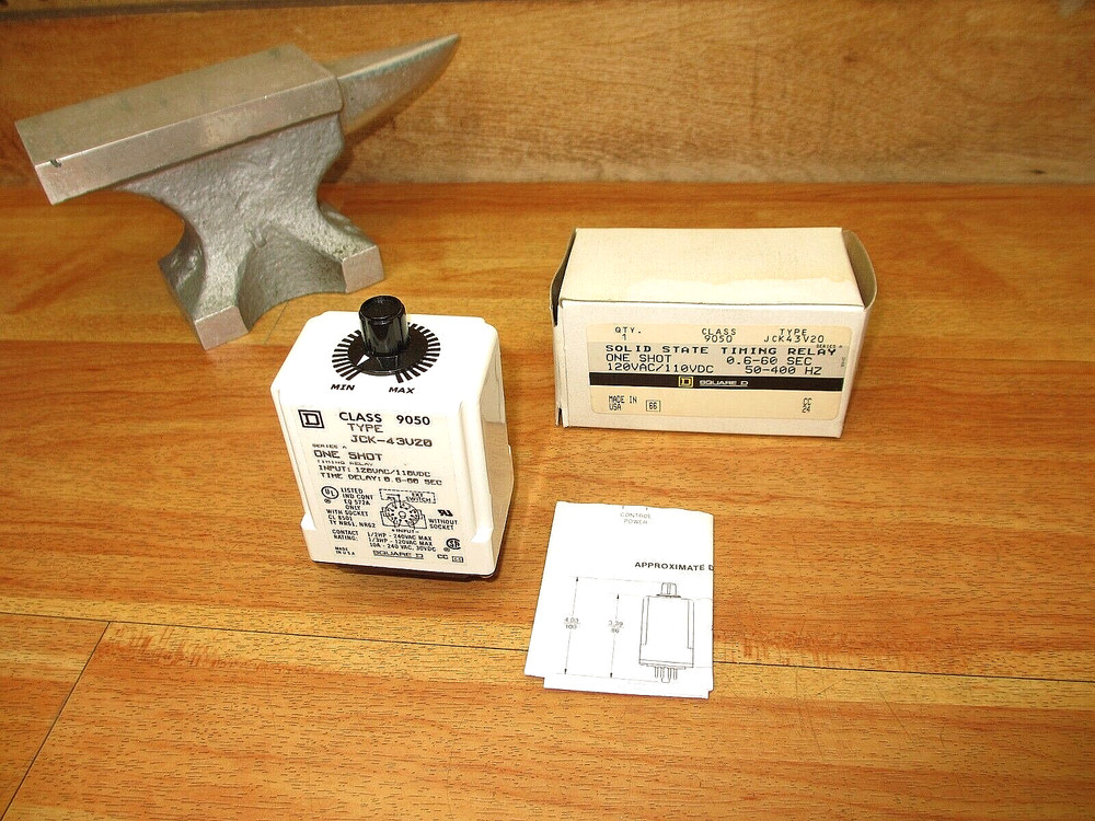 Square D 9050JCK43V20 *NEW* Solid State Timing Relay .6-60 sec