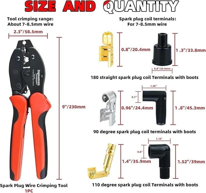 Spark Plug Wire Crimping Tool Kit - 26PCS Crimper with Terminals & Boots
