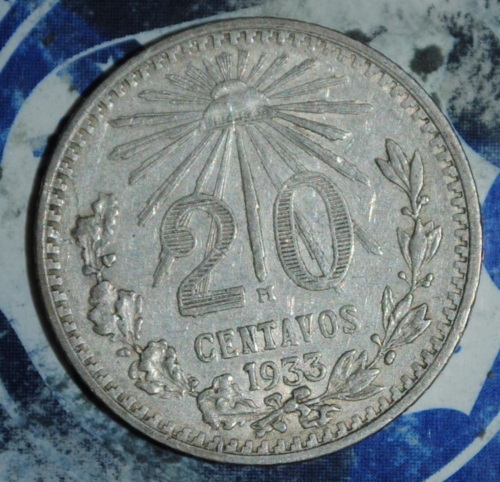 MEXICO Silver 20 Centavos 1933 {{{D016